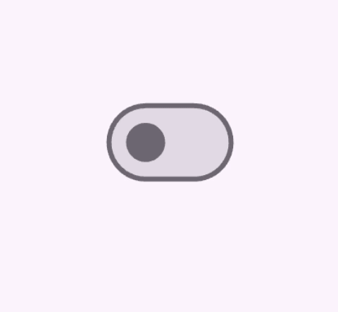 A GIF of a Switch widget that is toggled on and off. In its off state,
it is gray with dark gray borders. In its on state,
it is red with a light red border.